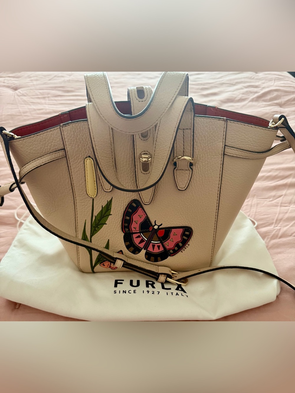 Furla Leather Butterfly Mini Tote Crossbody Bag - Picture 1 of 16